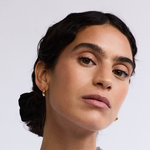 La-Dailie-Earrings-Gold-Teardrop-Hoop-on-model-1