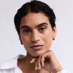 La-Dailie-Earrings-Gold-Teardrop-Hoop-on-model-2