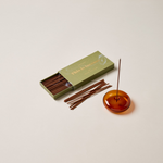 This is Incense Incense sticks with an amber glass incense holder