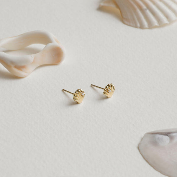 Sophie - Sea Shell Stud Earrings - Gold