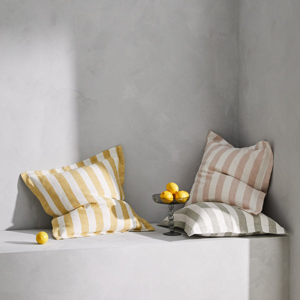 Vito Linen Stripe Cushion - Limoncello