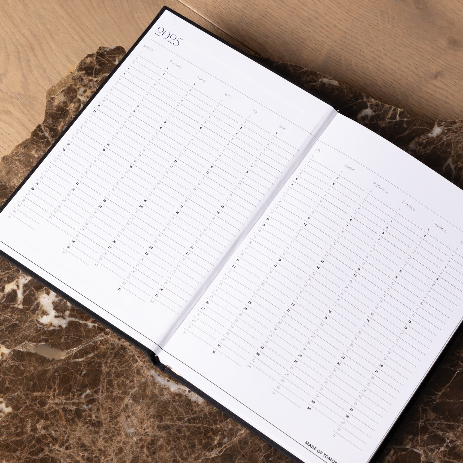 2025-Weekly-Diary-Black-annual-calendar-pages