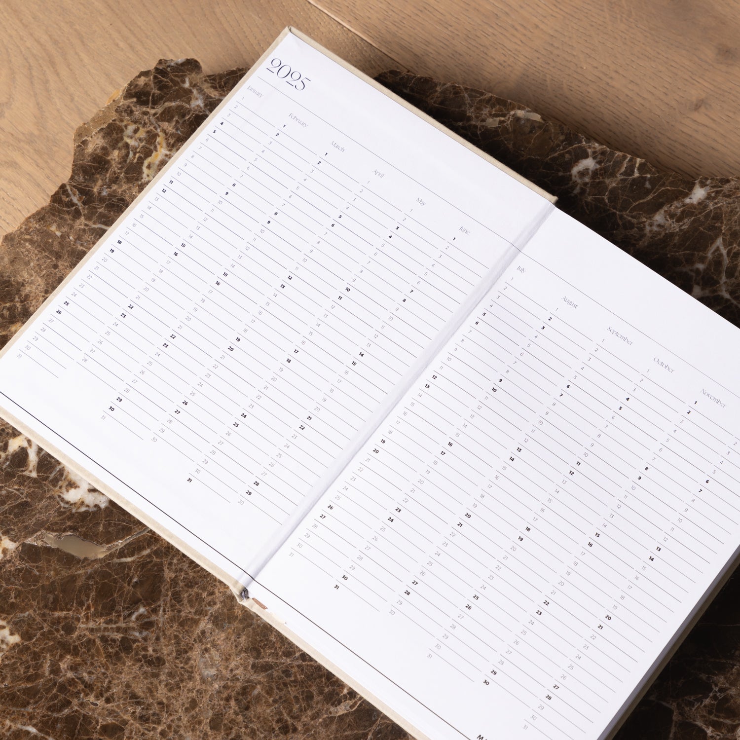 2025-Weekly-Diary-Bone-annual-calendar-pages