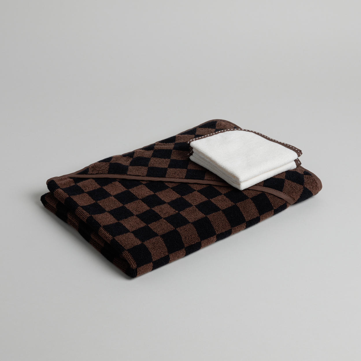 BAINA-Baby-Towel-Set-Tabac-Noir-Checker
