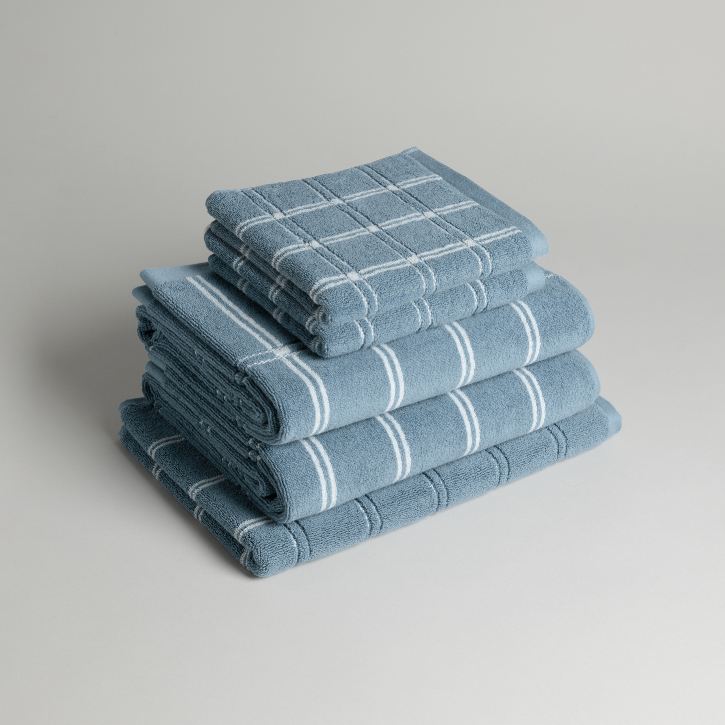 BAINA-Modern-Tartan-Towels-Celeste-Blue-Set