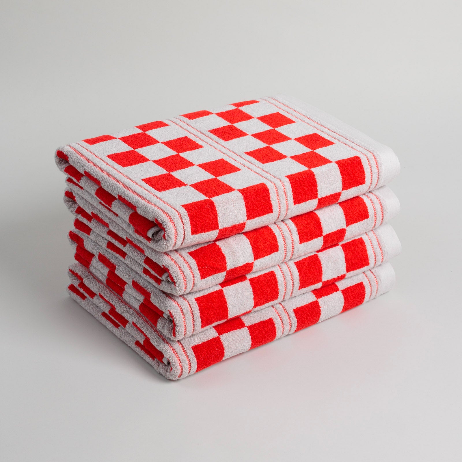 BAINA-Towels-stack-BAINA-Busby-checkered-Towel-Ranch-Red