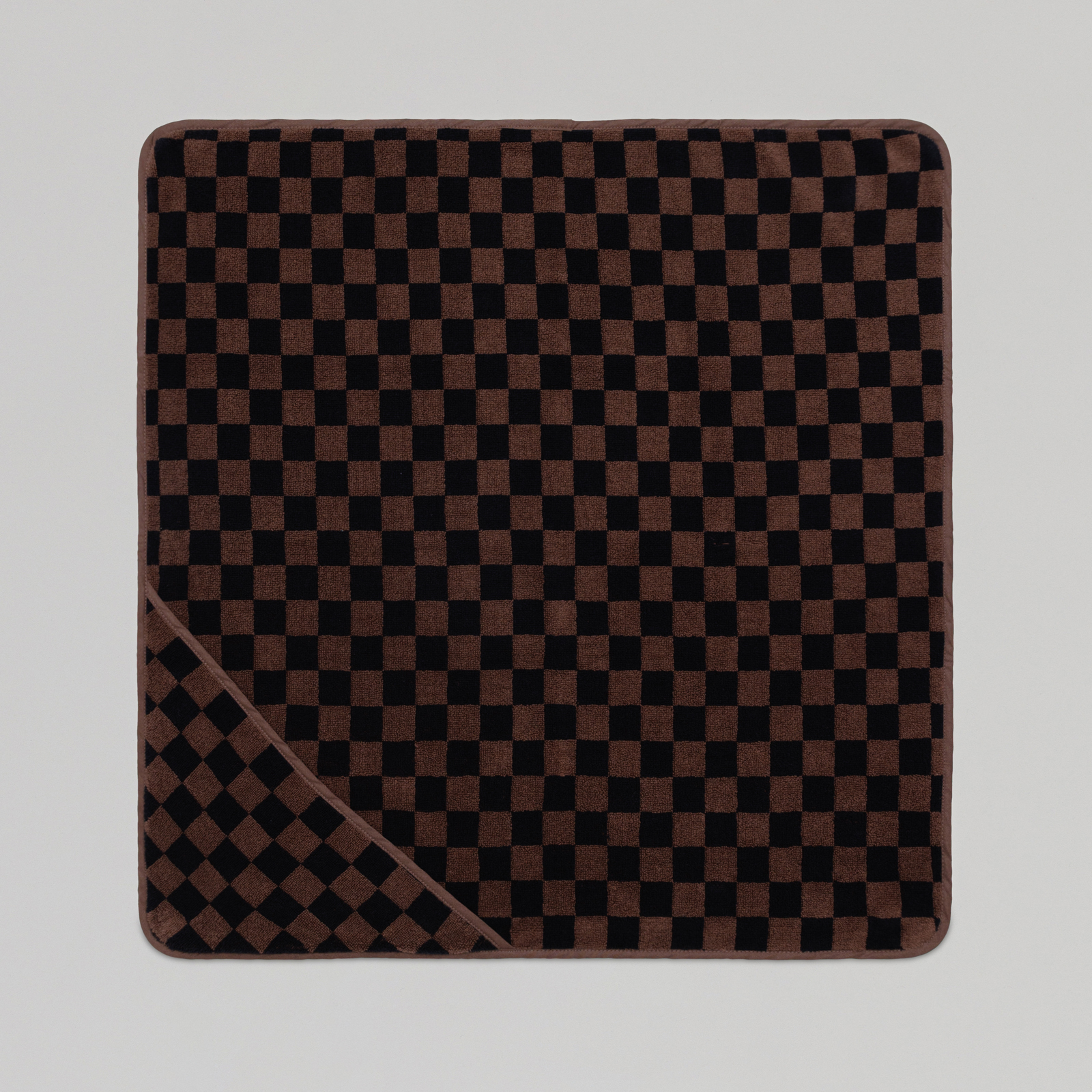 BAINA-hooded-Baby-Towel-Tabac-Noir-Checker