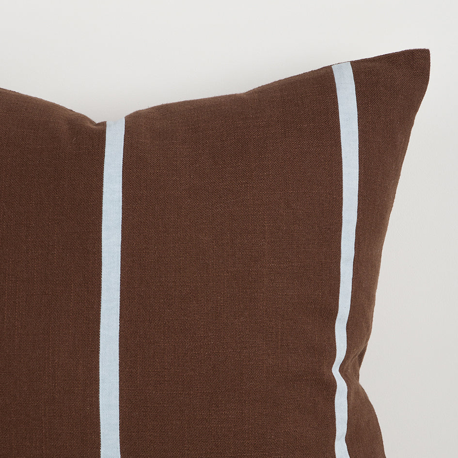BAYA-Cushion-Otis-chocolate-stripe-detail
