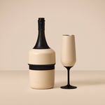 HUSKI-Champagne-Cooler-and-champagne-flute-sand-beige