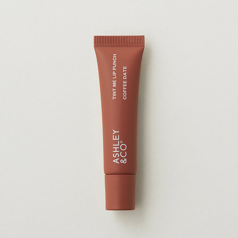 Coffee Date Lip tint tube with Ashley & Co branding