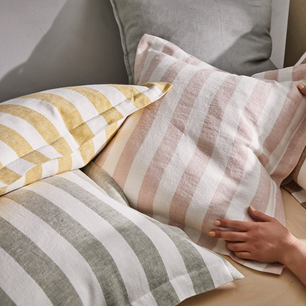 Vito Linen Stripe Cushion - Blush